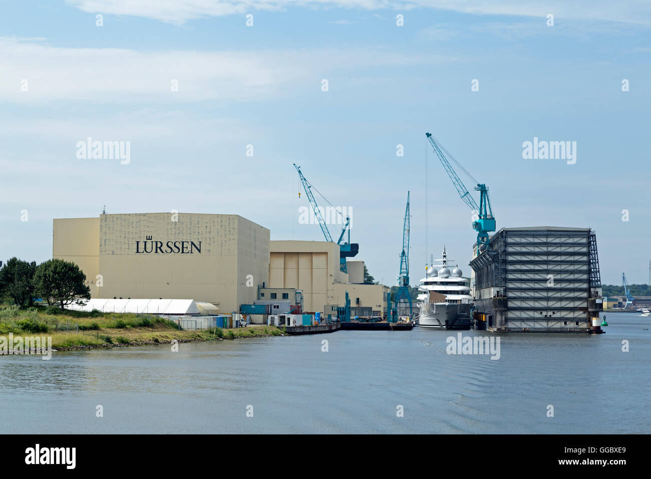 Luerssen Dockyard, Rendsburg, Kiel Canal, Kiel, Schleswig-Holstein, Germany Stock Photo