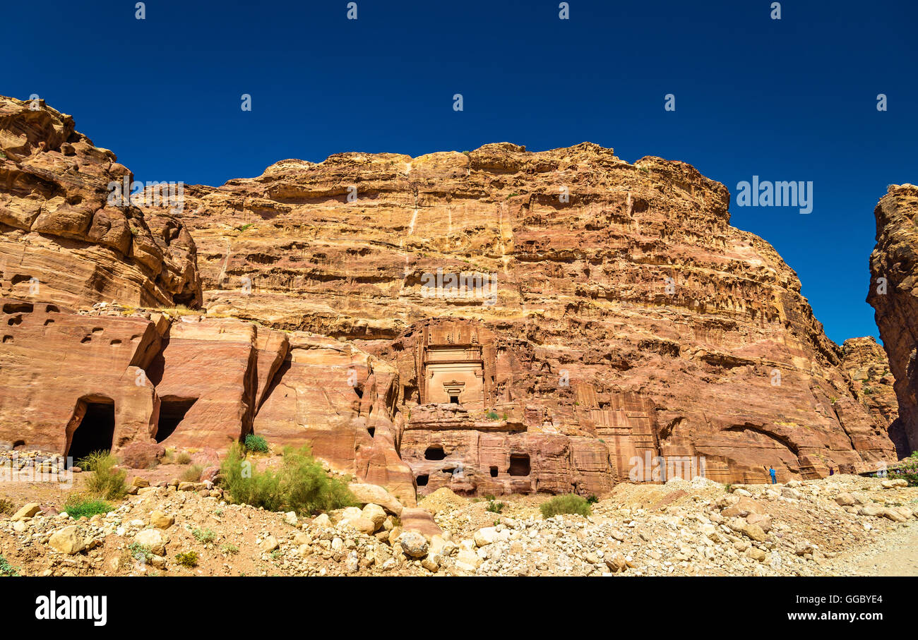 Aneisho Tomb at Petra. UNESCO Heritage Site in Jordan Stock Photo