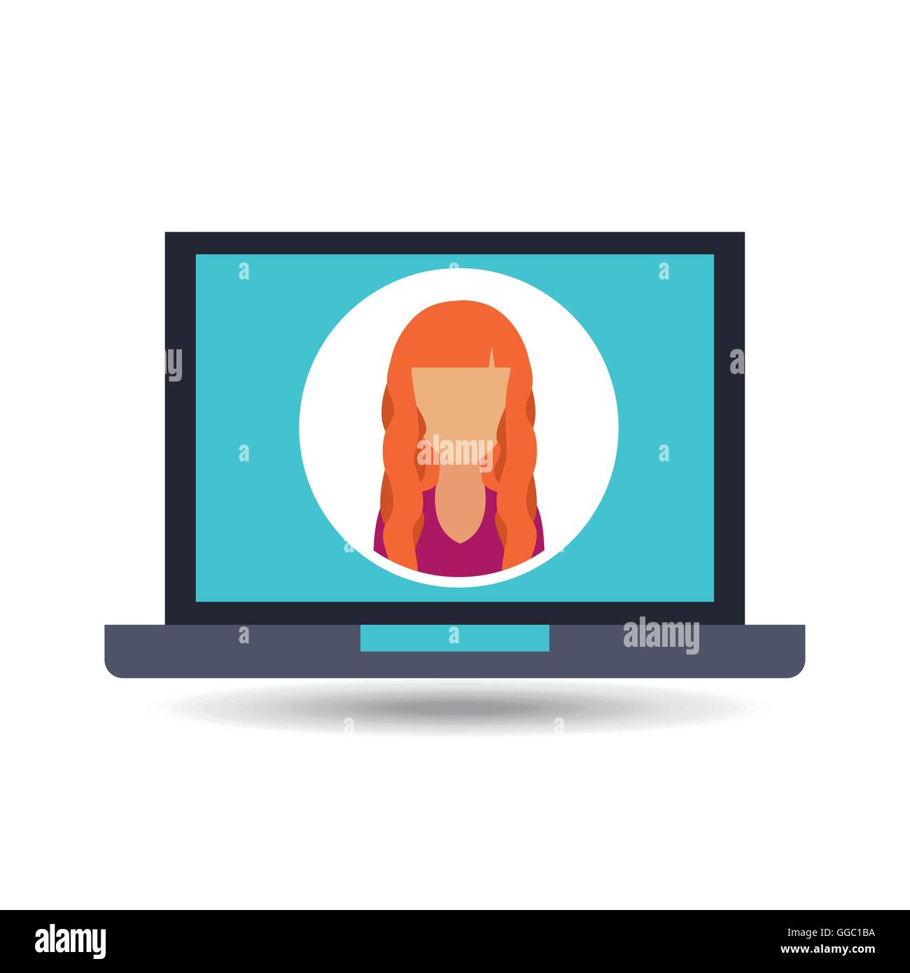 girl with pc icon Stock Vector Image & Art - Alamy