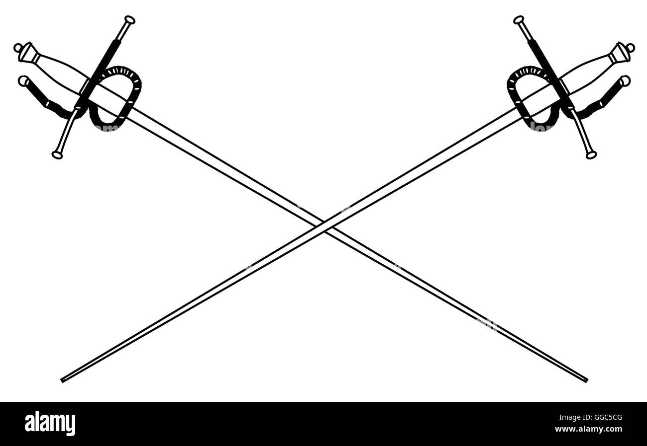 A rapier or fencing foil as used in traditional sword duals all isolated on a white background Stock Vector