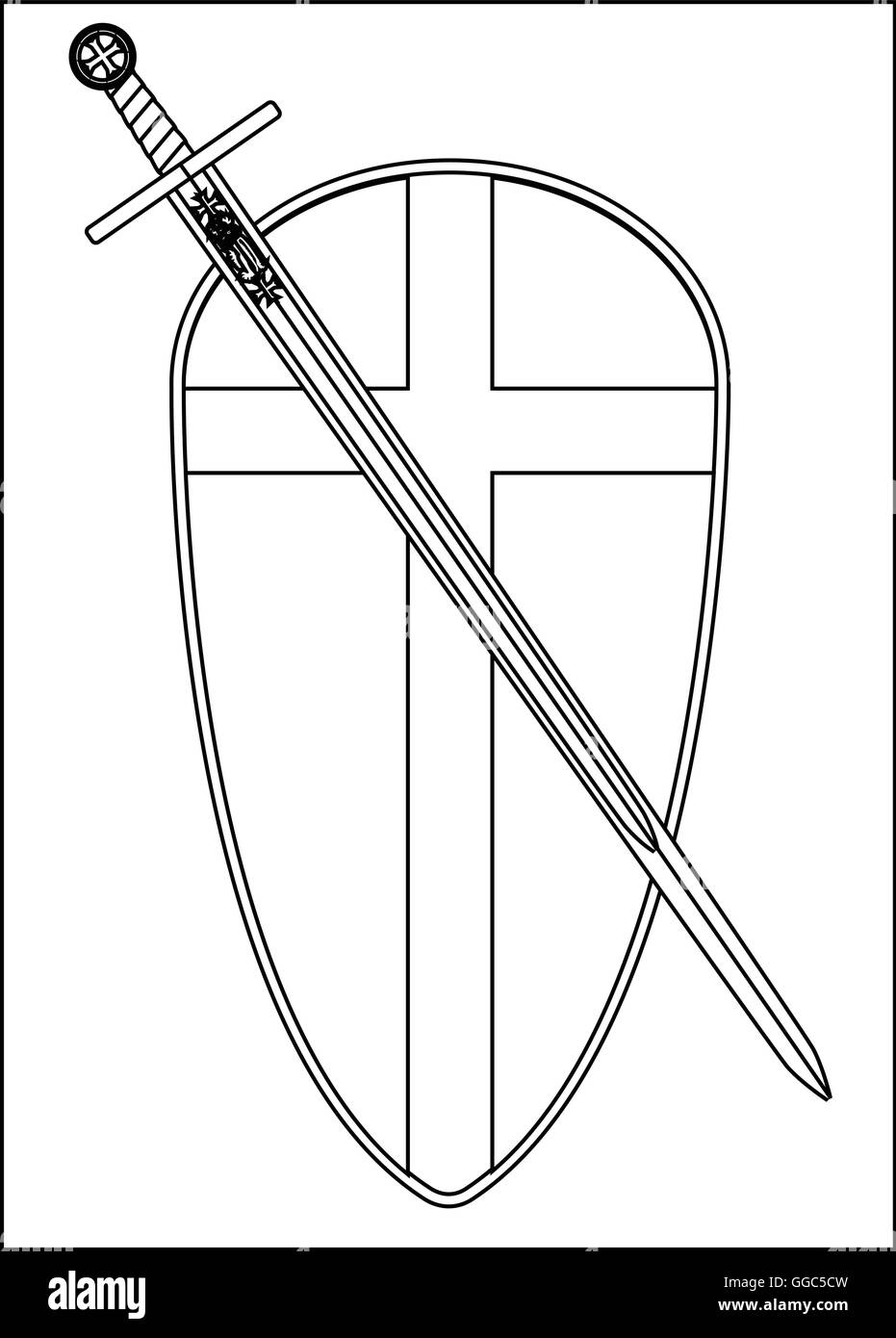Crusader sword shield hi-res stock photography and images - Alamy