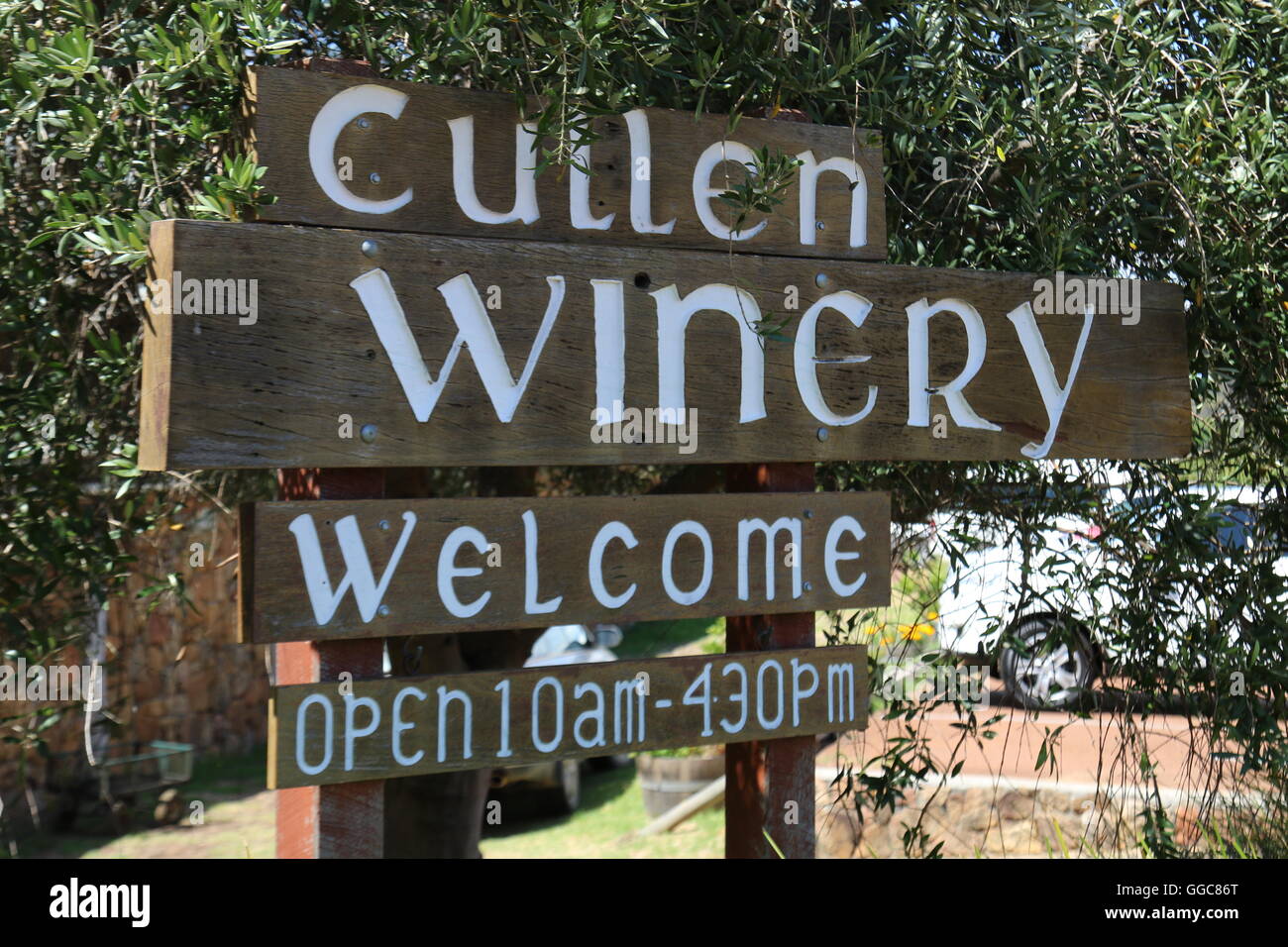Entrance signs at Cullen Wines, Margaret River, Australia Stock Photo