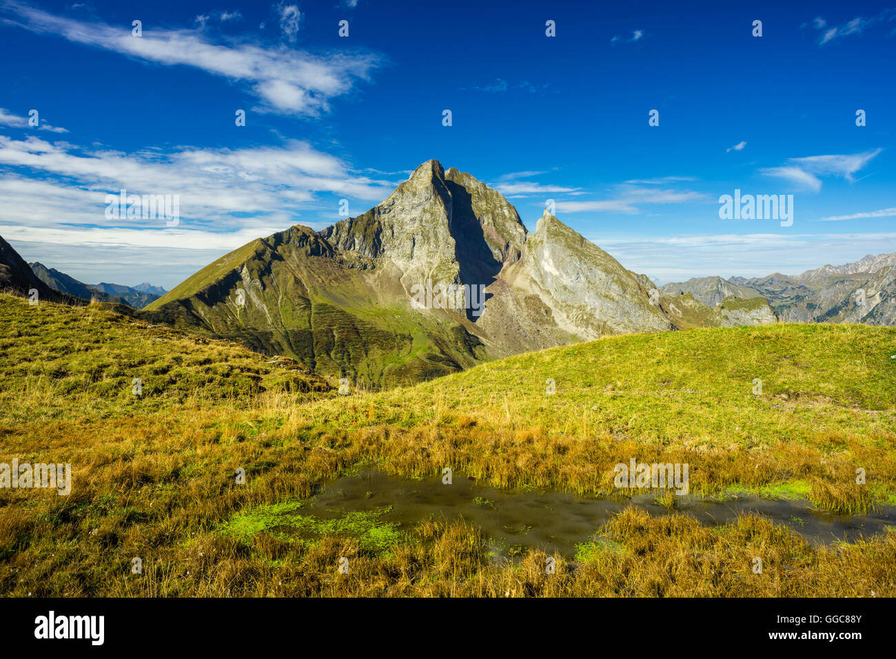 geography / travel, Germany, Bavaria, South eastern side of the Hoefats (mountain) 2259m, Allgaeu Alps, Allgaeu, Freedom-Of-Panorama Stock Photo