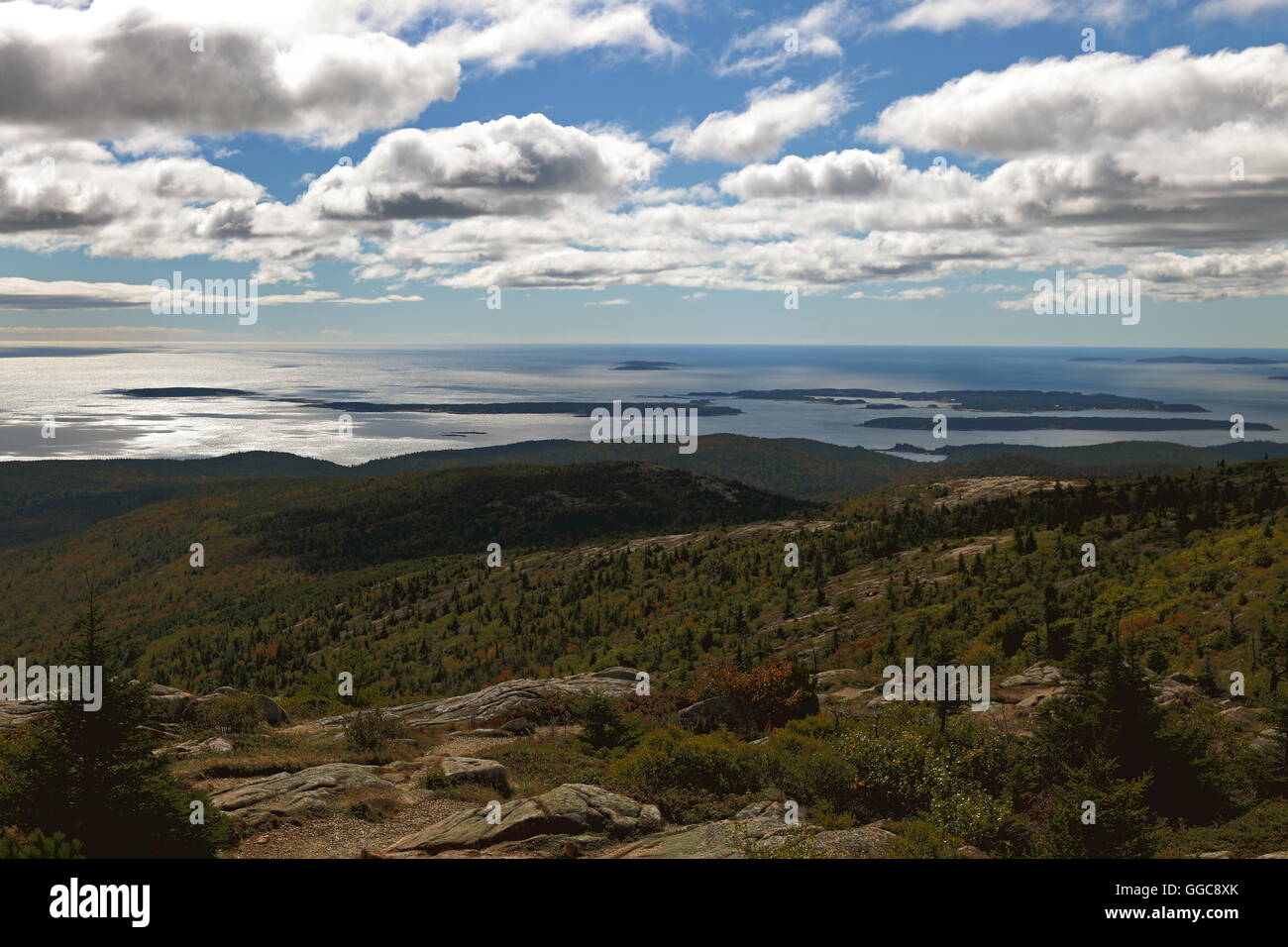 geography / travel, USA, Maine, Acadia national park, view from the cadillac Mountain, Acadia national park, Mt. Desert Island, Additional-Rights-Clearance-Info-Not-Available Stock Photo
