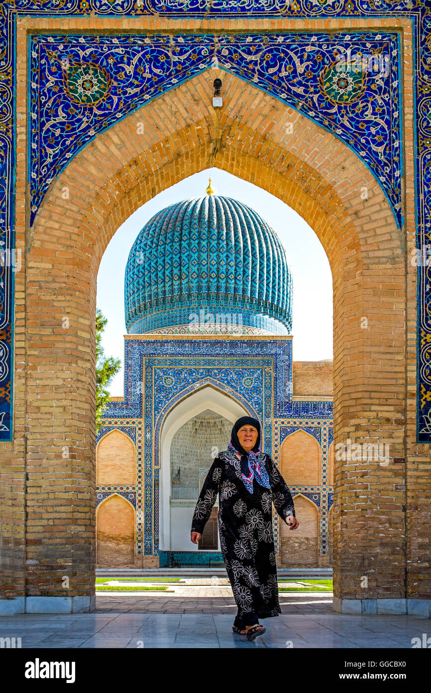 geography / travel, Uzbekistan, Samarkand, Gur-e Amir Mausoleum, built 1403 / 1404, exterior view, Additional-Rights-Clearance-Info-Not-Available Stock Photo