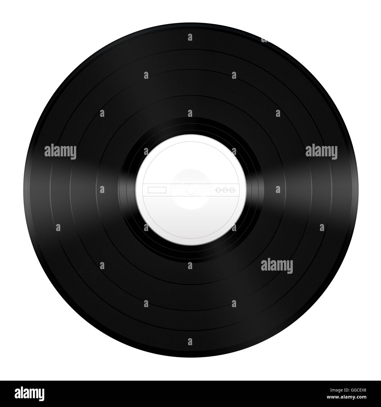 Vinyl music record with unlabeled white center. Stock Photo