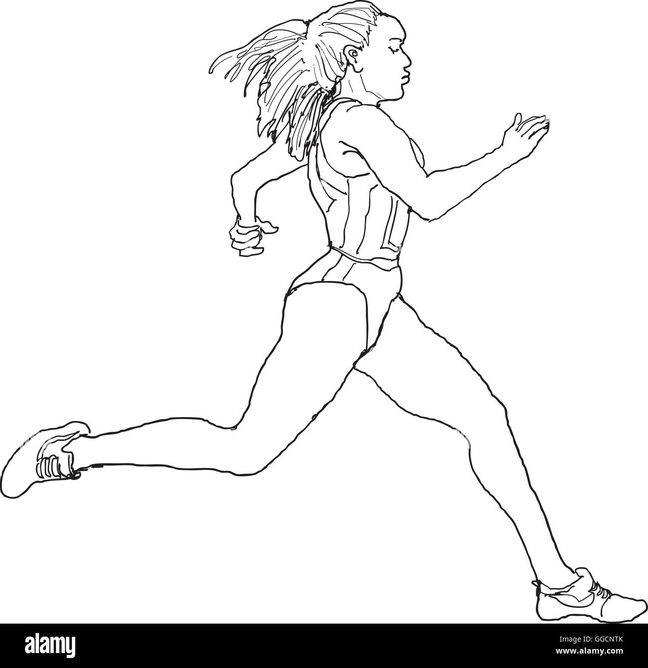 Running female athlete outline Stock Vector Image & Art Alamy
