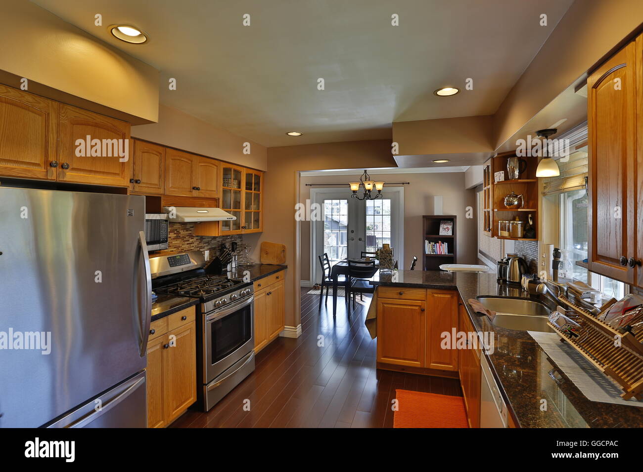 Luxury Contemporary Kitchen Interior Design Renovation Stock Photo
