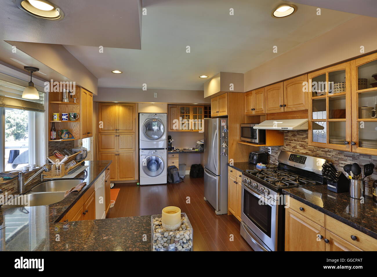 Luxury Contemporary Kitchen Interior Design Renovation Stock Photo
