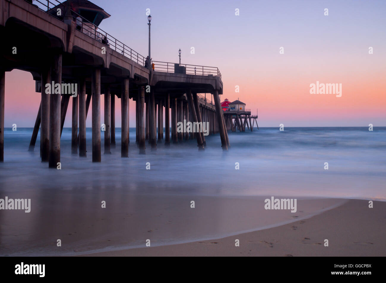 Huntington Beach Pier at Sunset Stock Photo Alamy