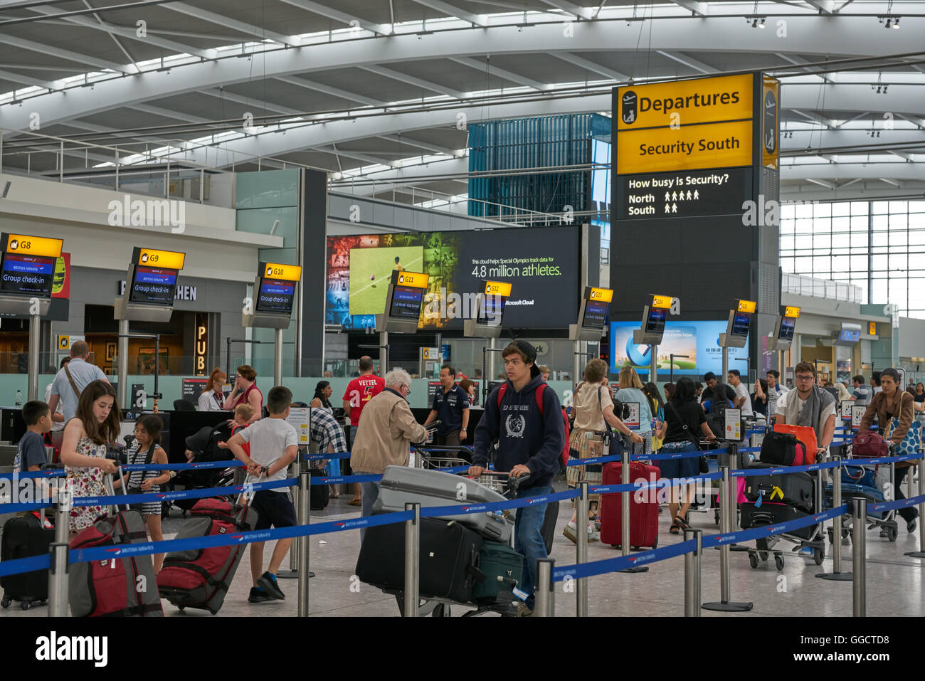 heathrow airport check in, departures terminal 5 Stock Photo