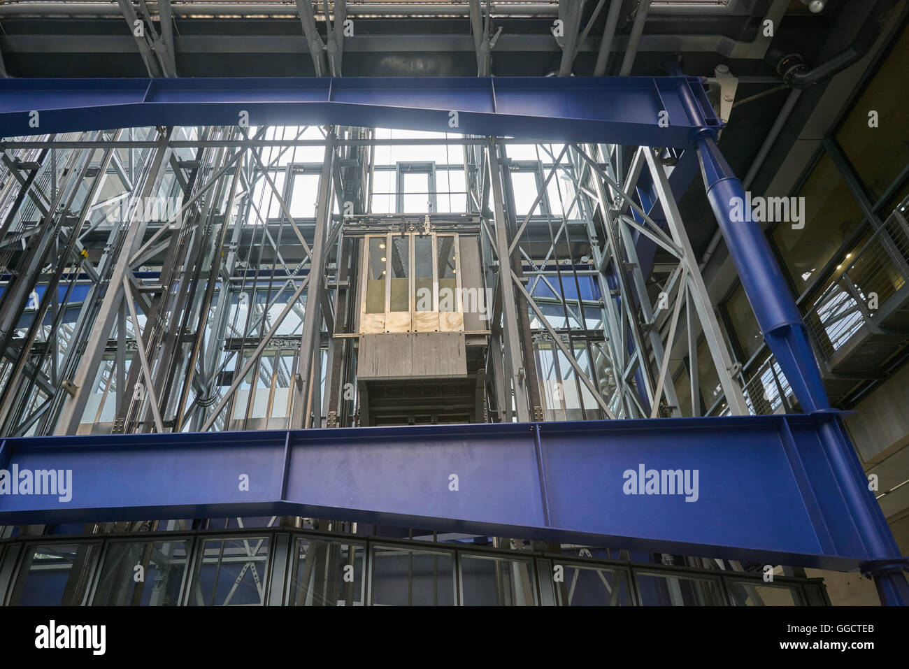 elevator.  Lift.  LIft shaft at Heathrow Terminal 5 Stock Photo