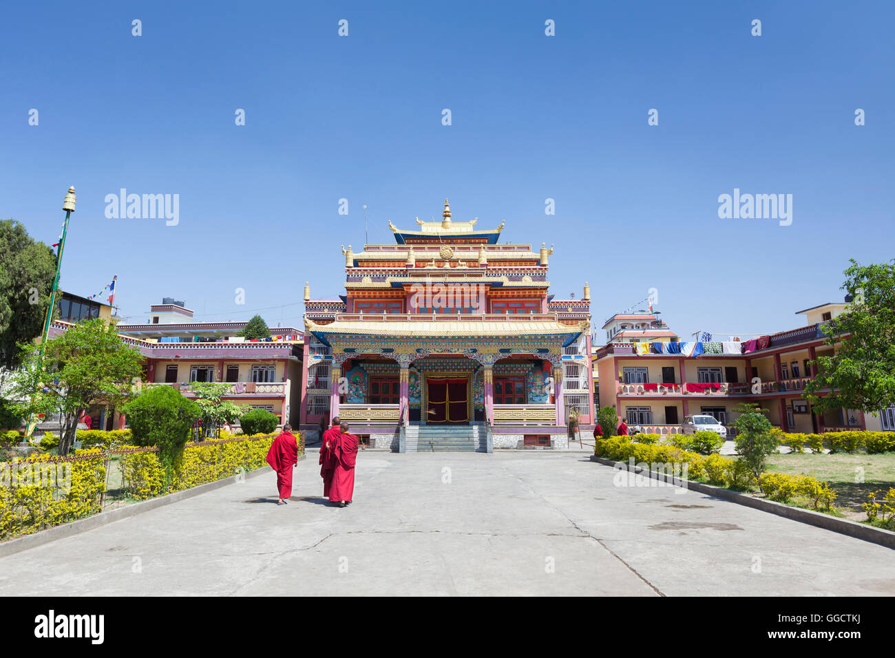 Pal Dilyak monastery near Boudhanath, Kathmandu, Nepal Stock Photo