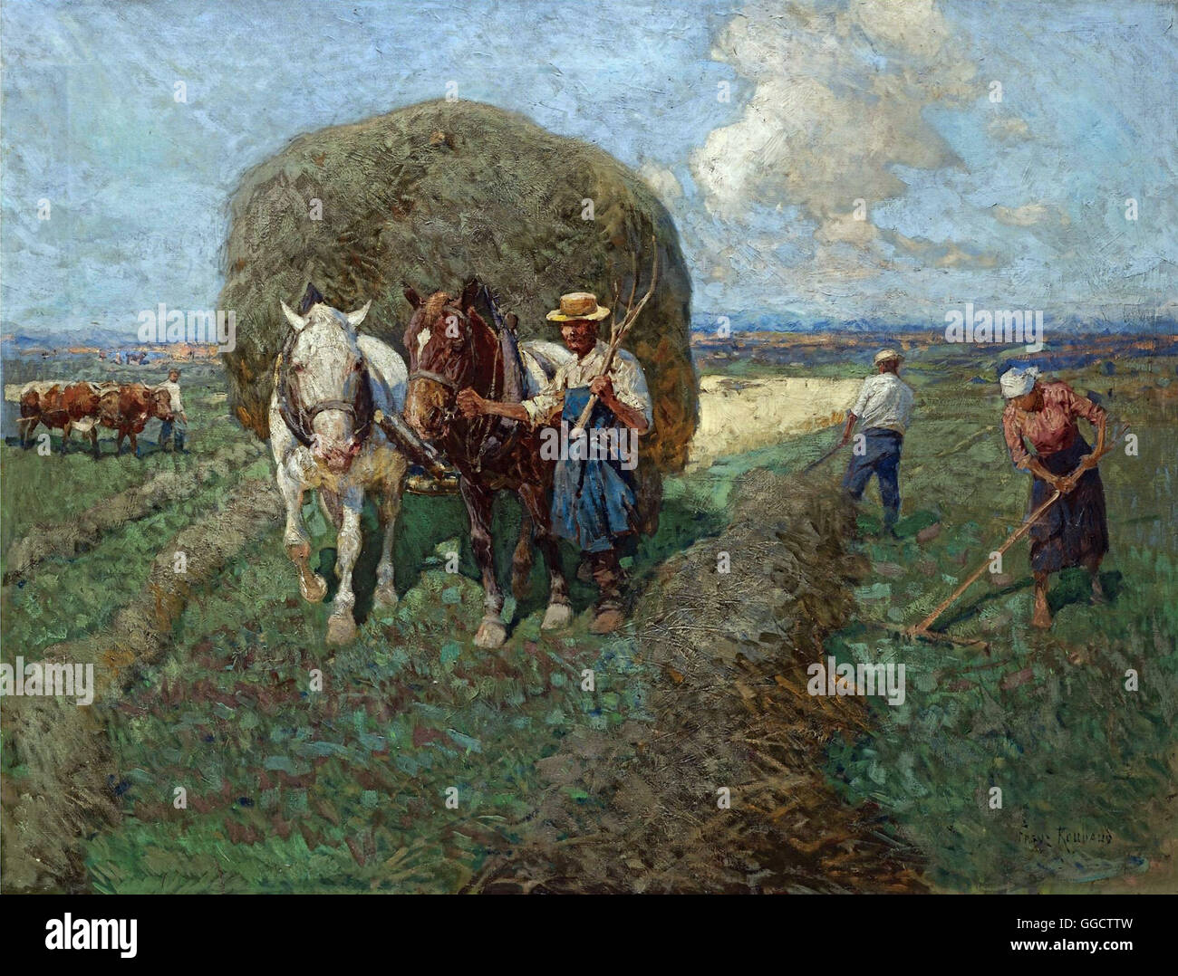 The Hay Cart by Frants Roubaud Stock Photo
