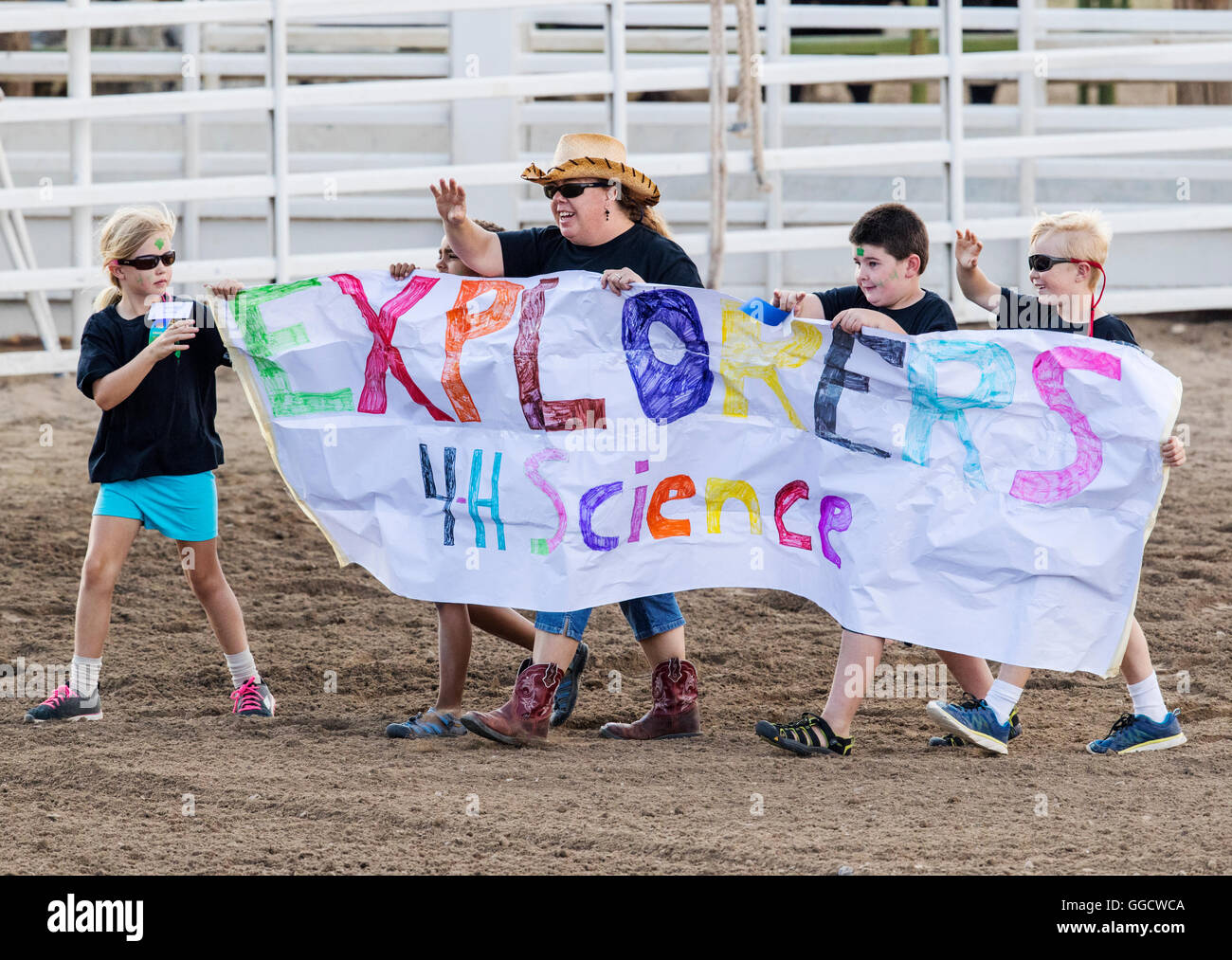 4-H Science children parade at Chaffee County Fair & Rodeo, Salida, Colorado, USA Stock Photo