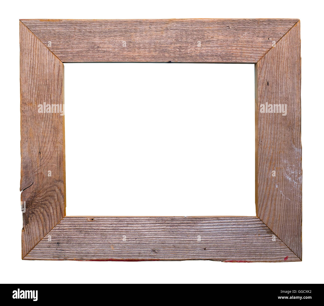 old barn wood frame isolated on a white background  Stock Photo