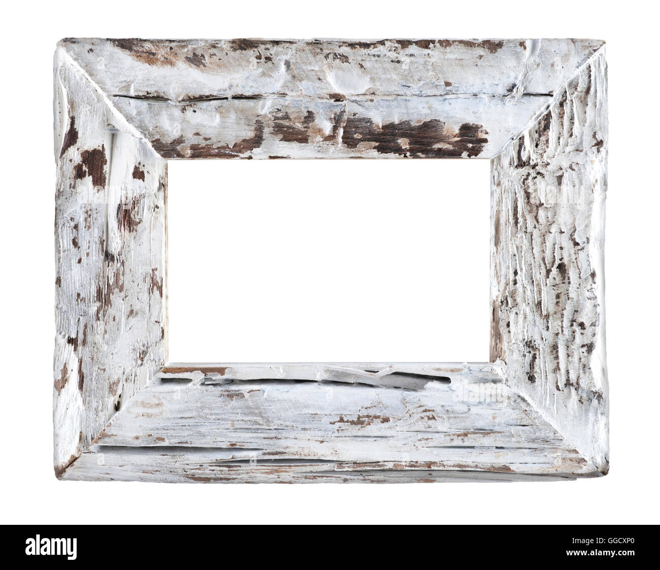 empty old wood white frame isolated on a white background Stock Photo ...