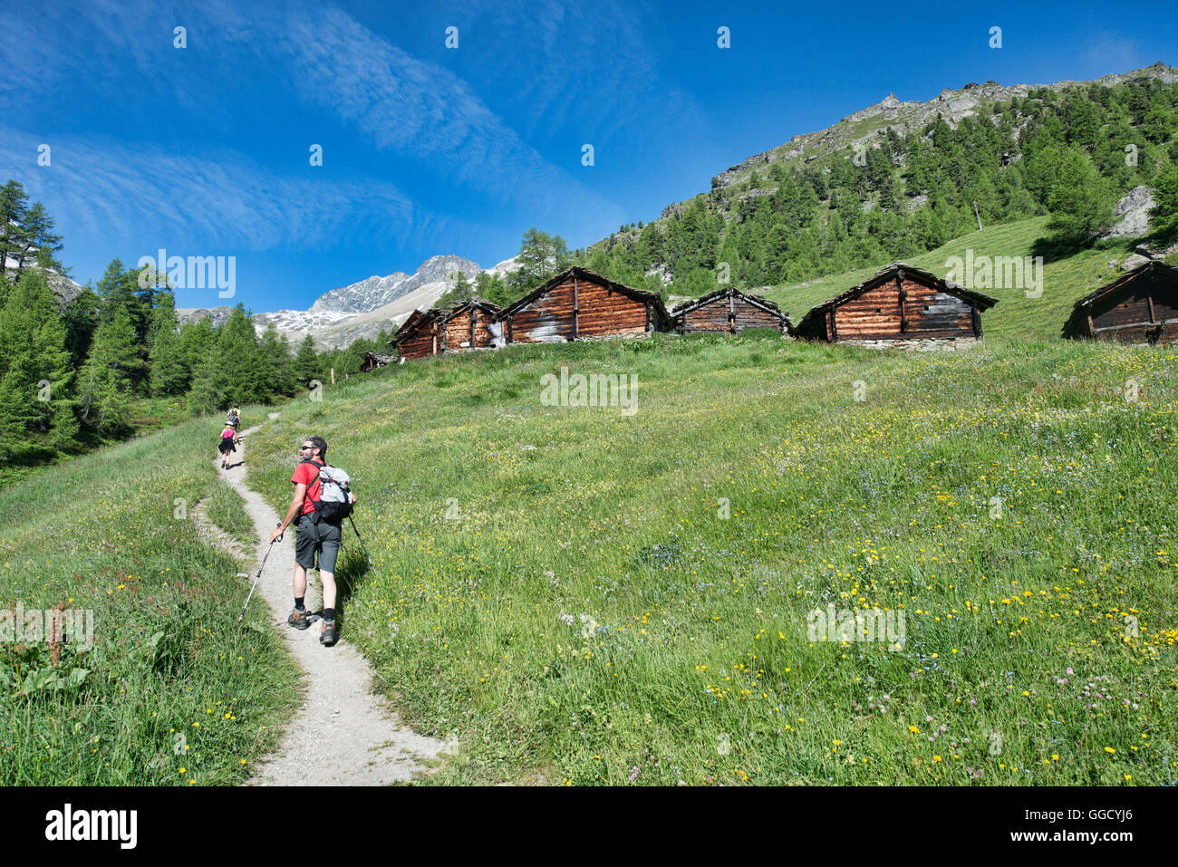 Picturesque Louche hamlet near Arolla, Val d'Hérens, Switzerland Stock Photo