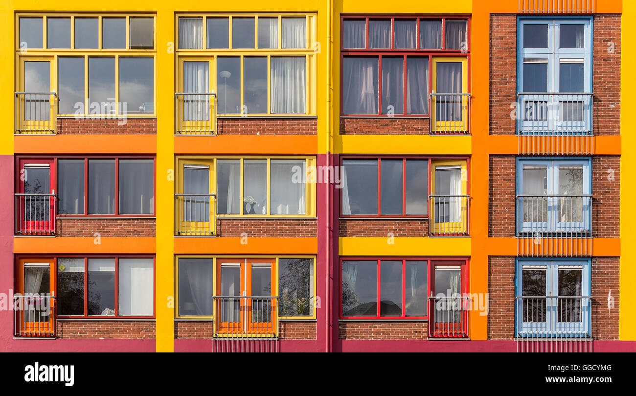Colorful apartment building in Groningen, the Netherlands Stock Photo