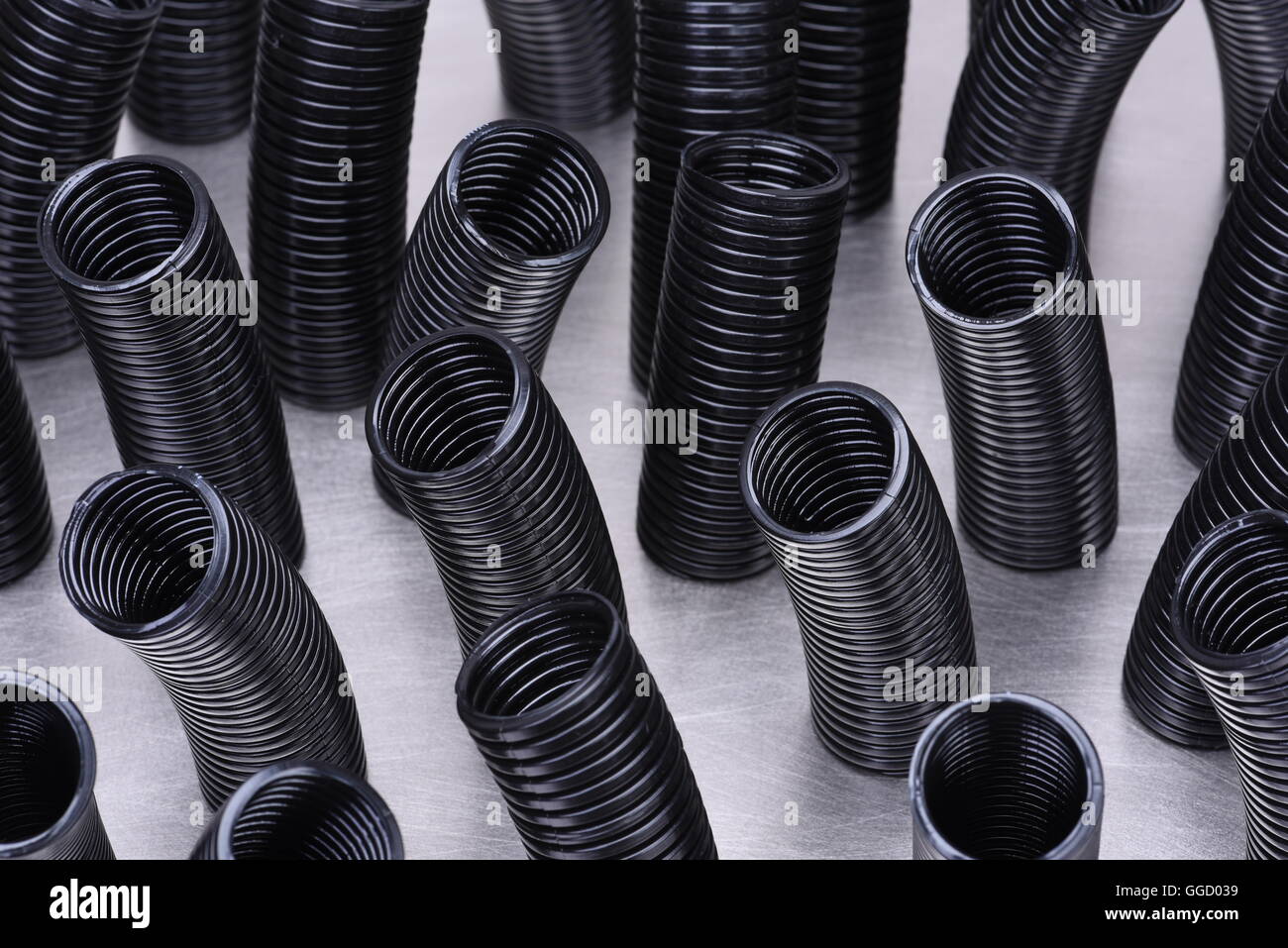 Corrugated plastic pipes Stock Photo