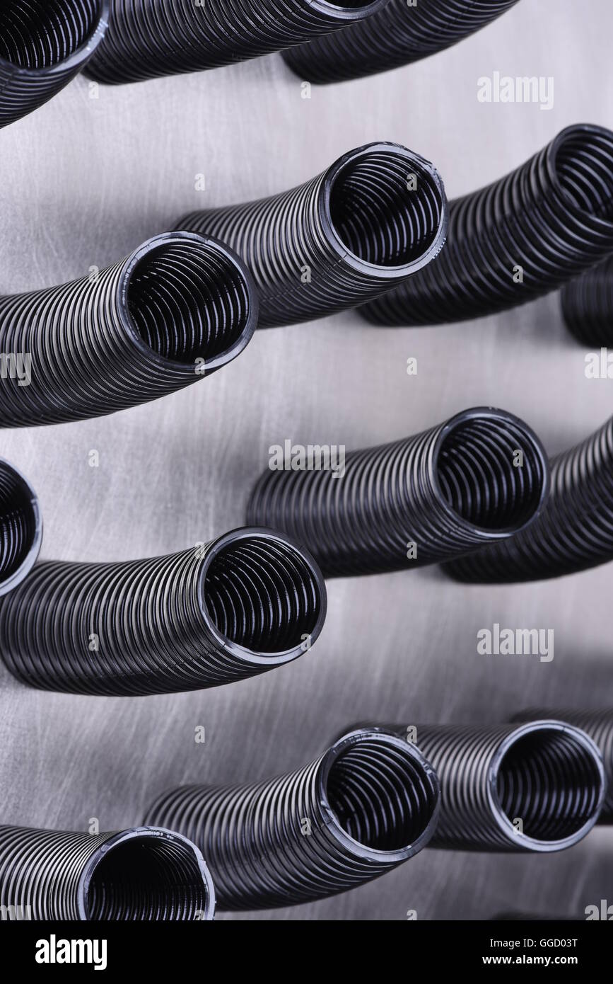 Corrugated plastic pipes Stock Photo