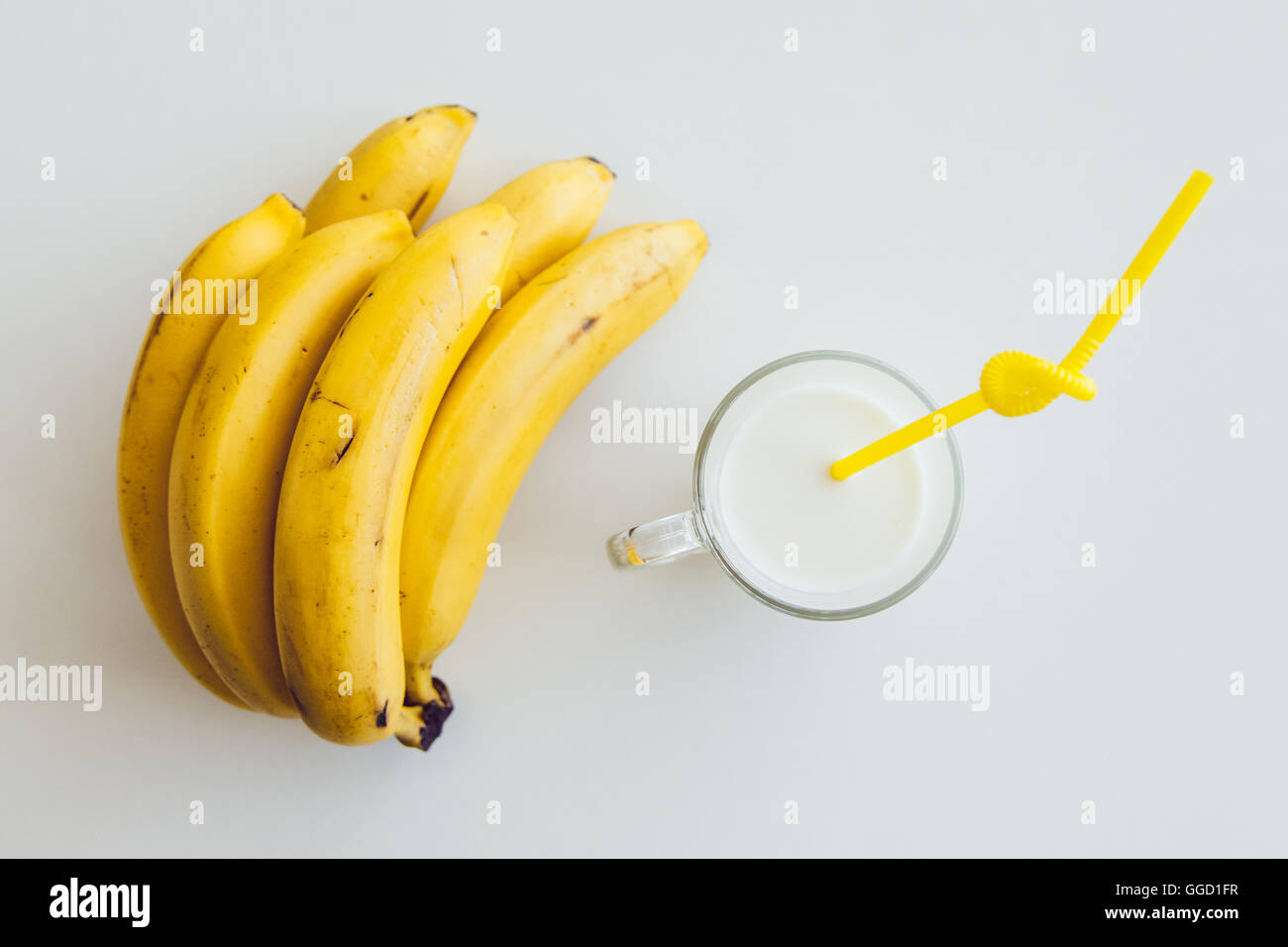 Banana smoothie glass bunch hi-res stock photography and images - Alamy