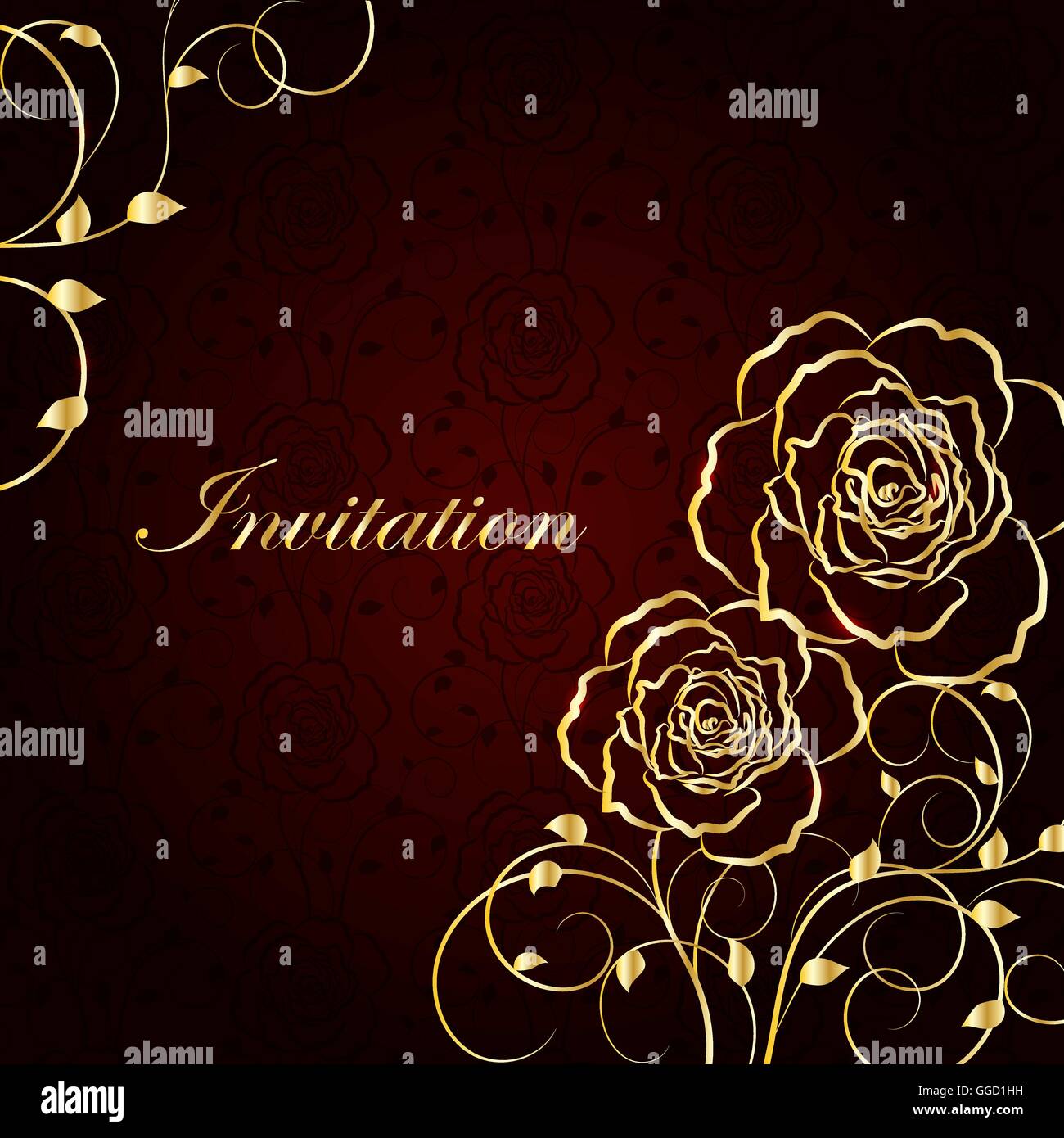 Gold flowers on dark red background Stock Vector Image & Art - Alamy