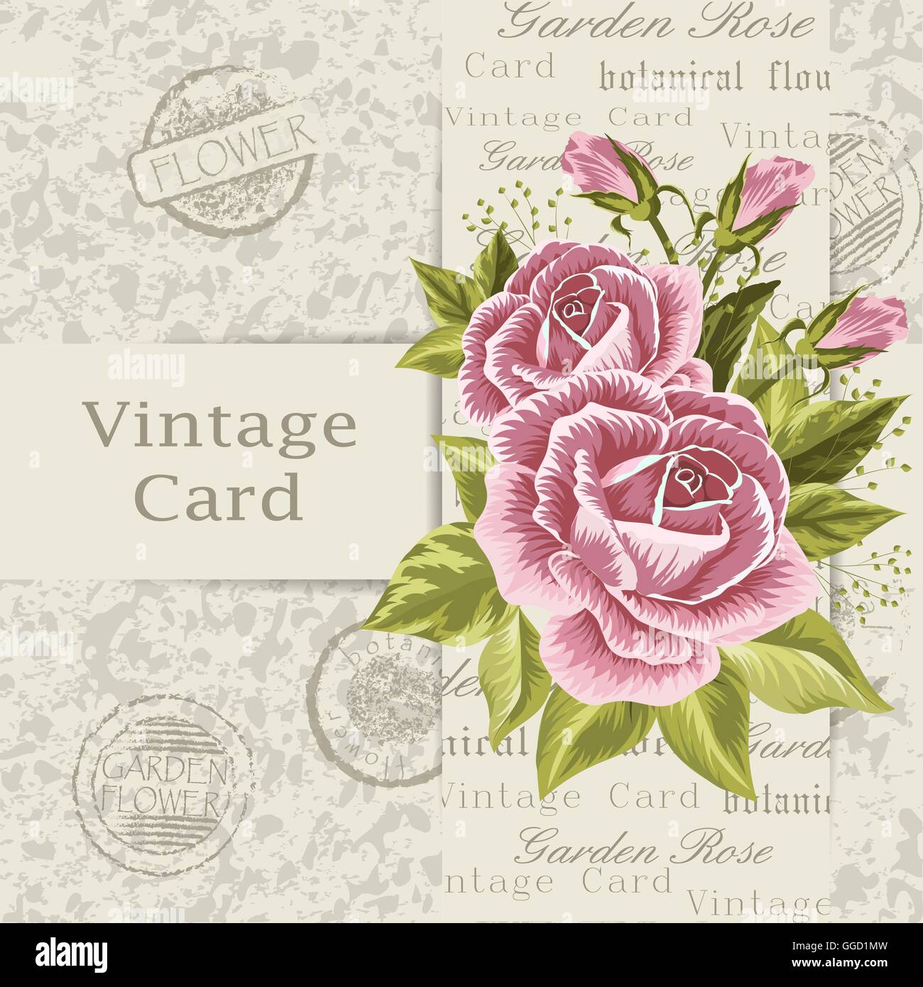 Vintage card flowers Stock Vector Images - Alamy