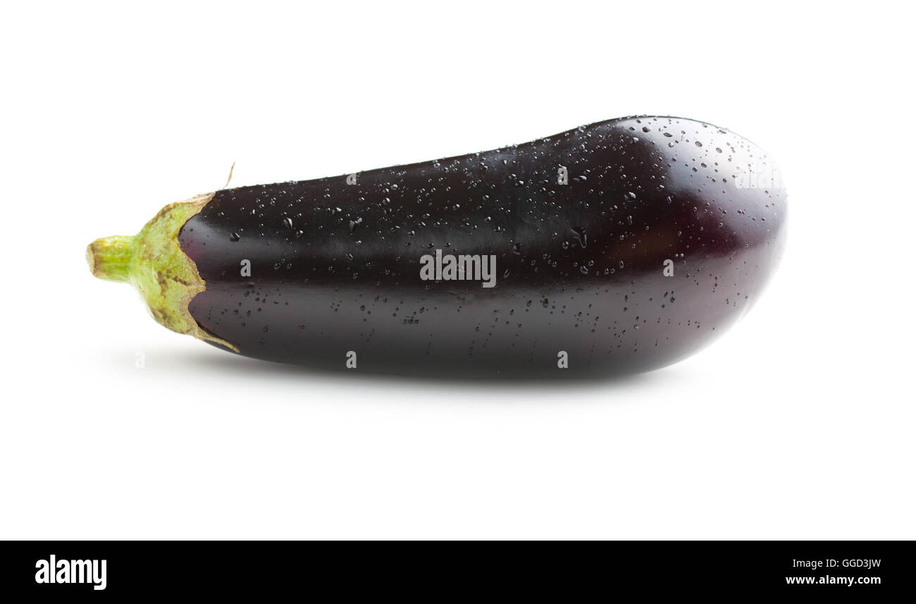 dewy fresh eggplant isolated on white background Stock Photo