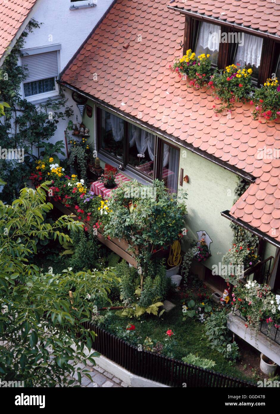 Balcony style garden in Germany BAL077714 Stock Photo Alamy