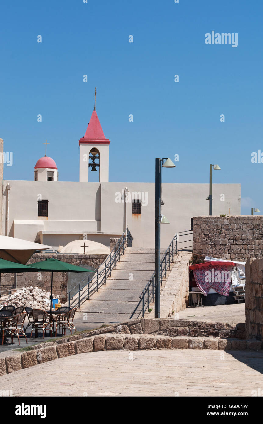 Israel, Acre: the bell tower of the St. John Baptist Church (Saint John ...