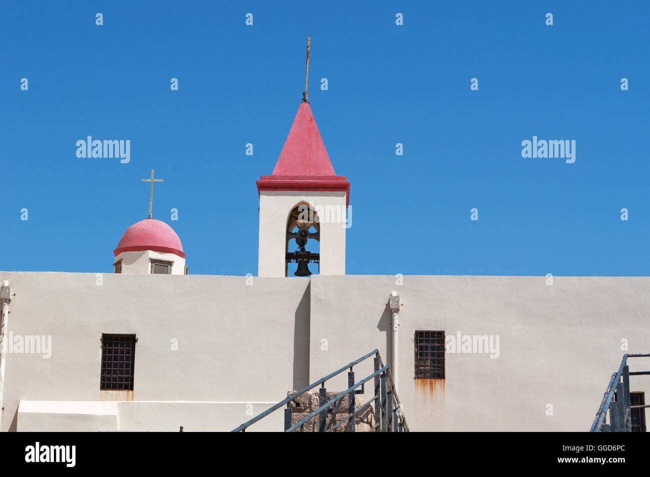 Israel, Acre: the bell tower of the St. John Baptist Church (Saint John ...