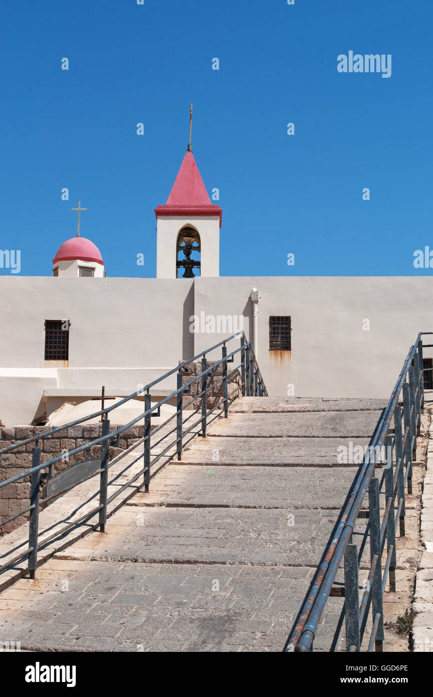 Israel, Acre: the bell tower of the St. John Baptist Church (Saint John ...