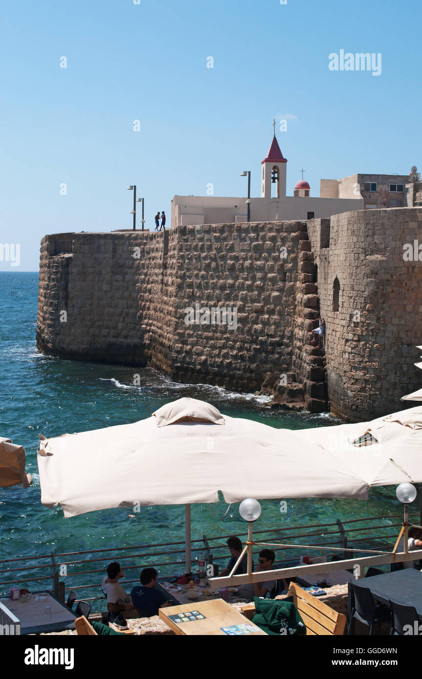 Israel: the Acre Sea Walls, original walls built by Zahir al Umar, the ...