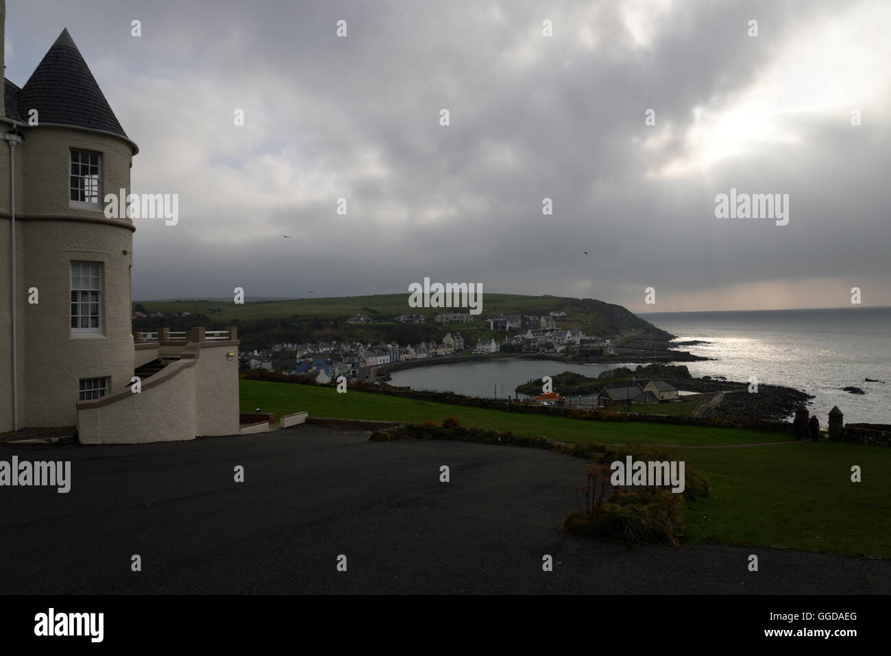 A view out to sea from Portpatrick cliff top hotel Stock Photo Alamy