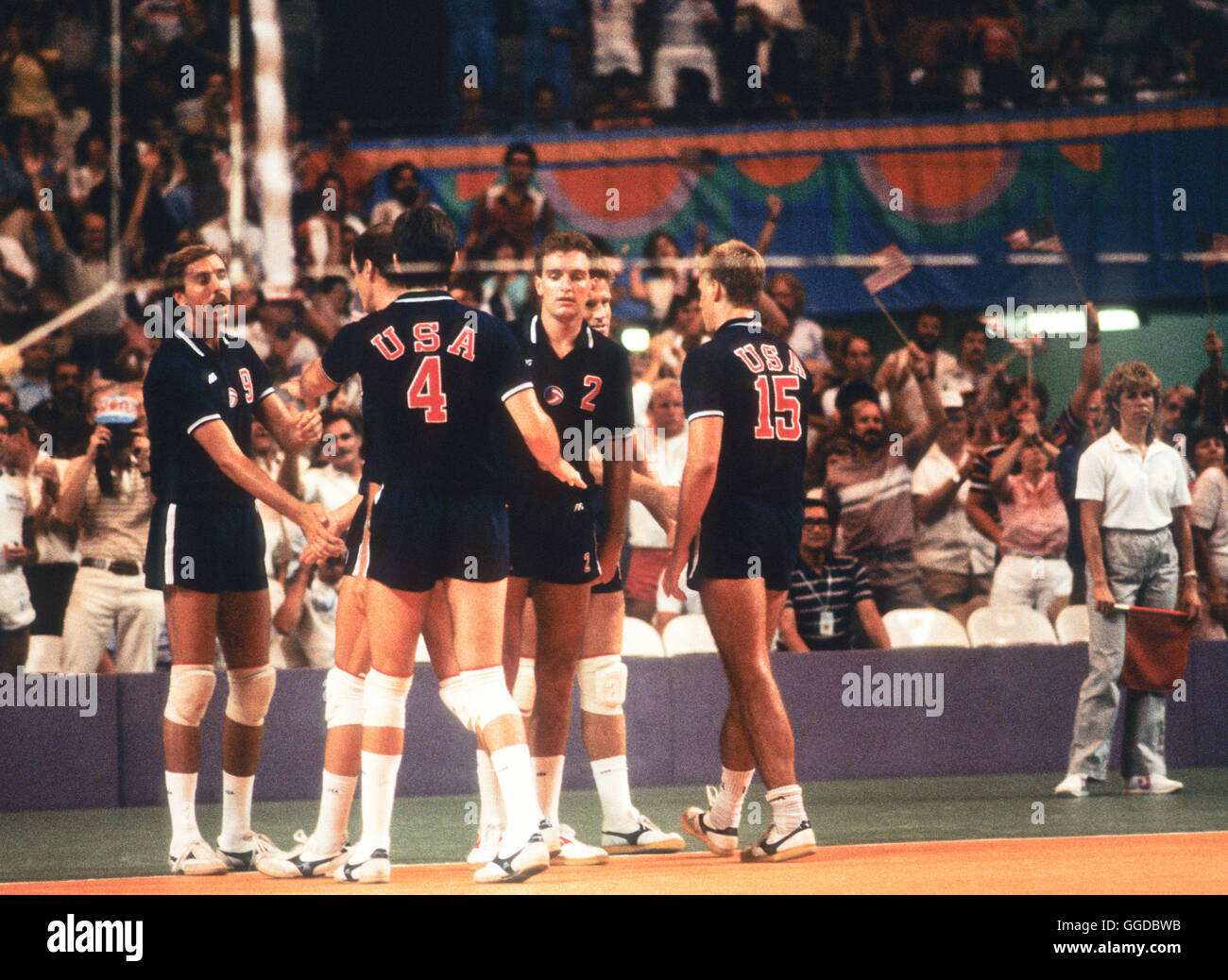 Men's 1984 Olympic volleyball team Stock Photo