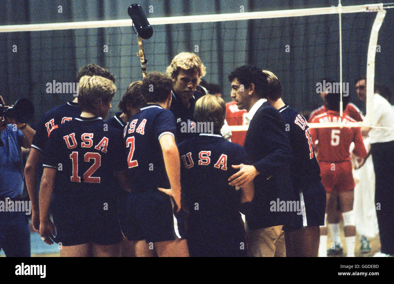 USA men's 1984 Olympic volleyball team, Long Beach Arena, Long Beach, CA Stock Photo