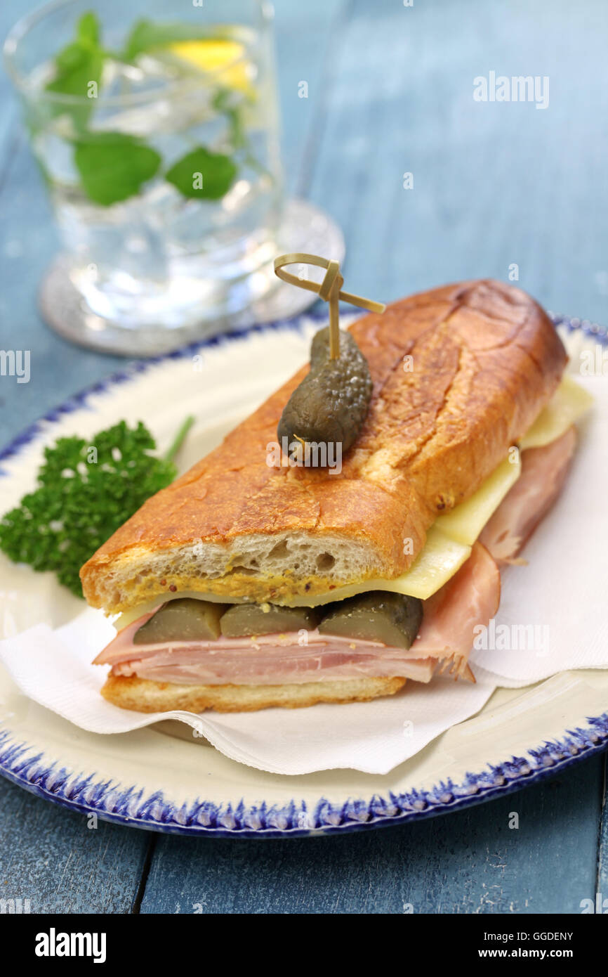 cuban sandwich, cuban mix, ham and cheese pressed sandwich Stock Photo