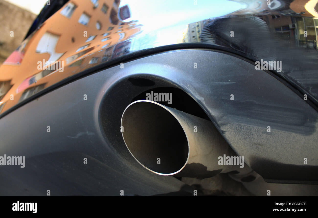 Closeup look of clean exhaust pipe Stock Photo Alamy