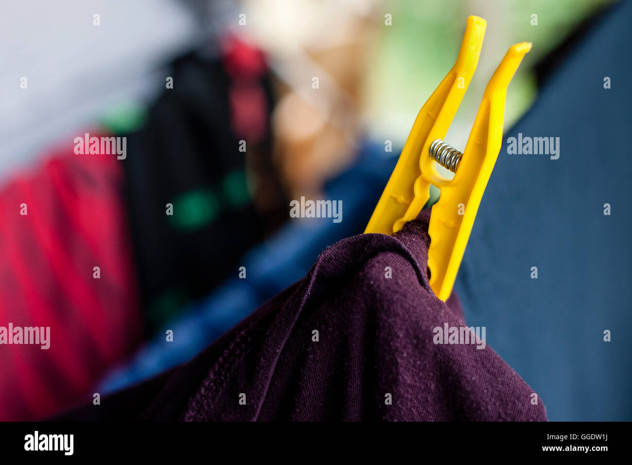 Clothes peg on washing indoors. Ireland Stock Photo Alamy