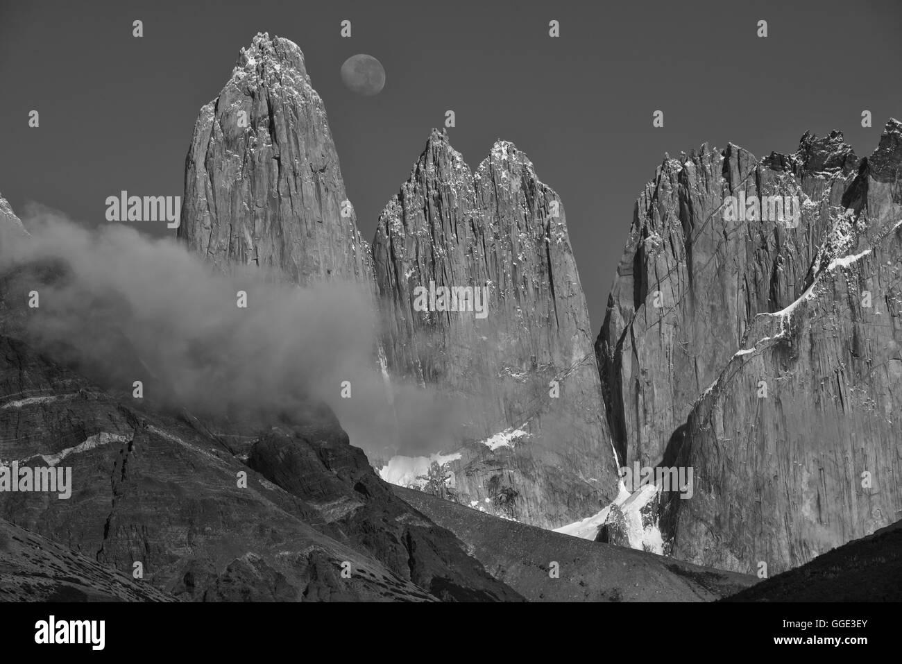 South America; Patagonia; Chile; Región de Magallanes y la Antártica,Torres del Paine; National Park; UNESCO; World Heritage Stock Photo