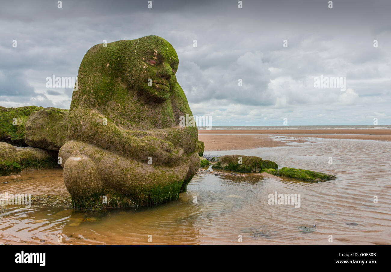 sculpture of a fat ogre by the sea at Blackpool Stock Photo