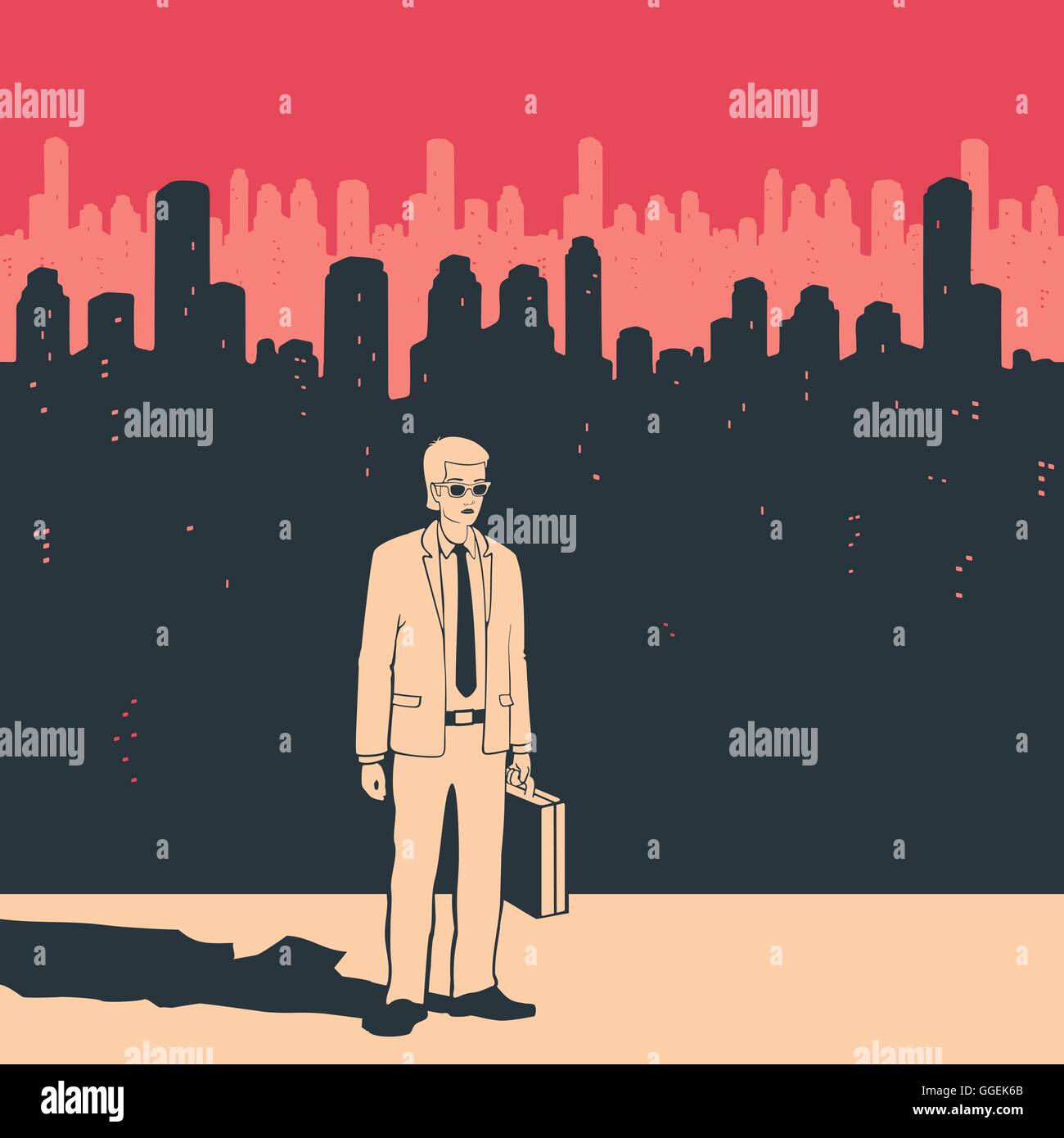 Vector Illustration Businessman in The City Stock Vector Image & Art ...