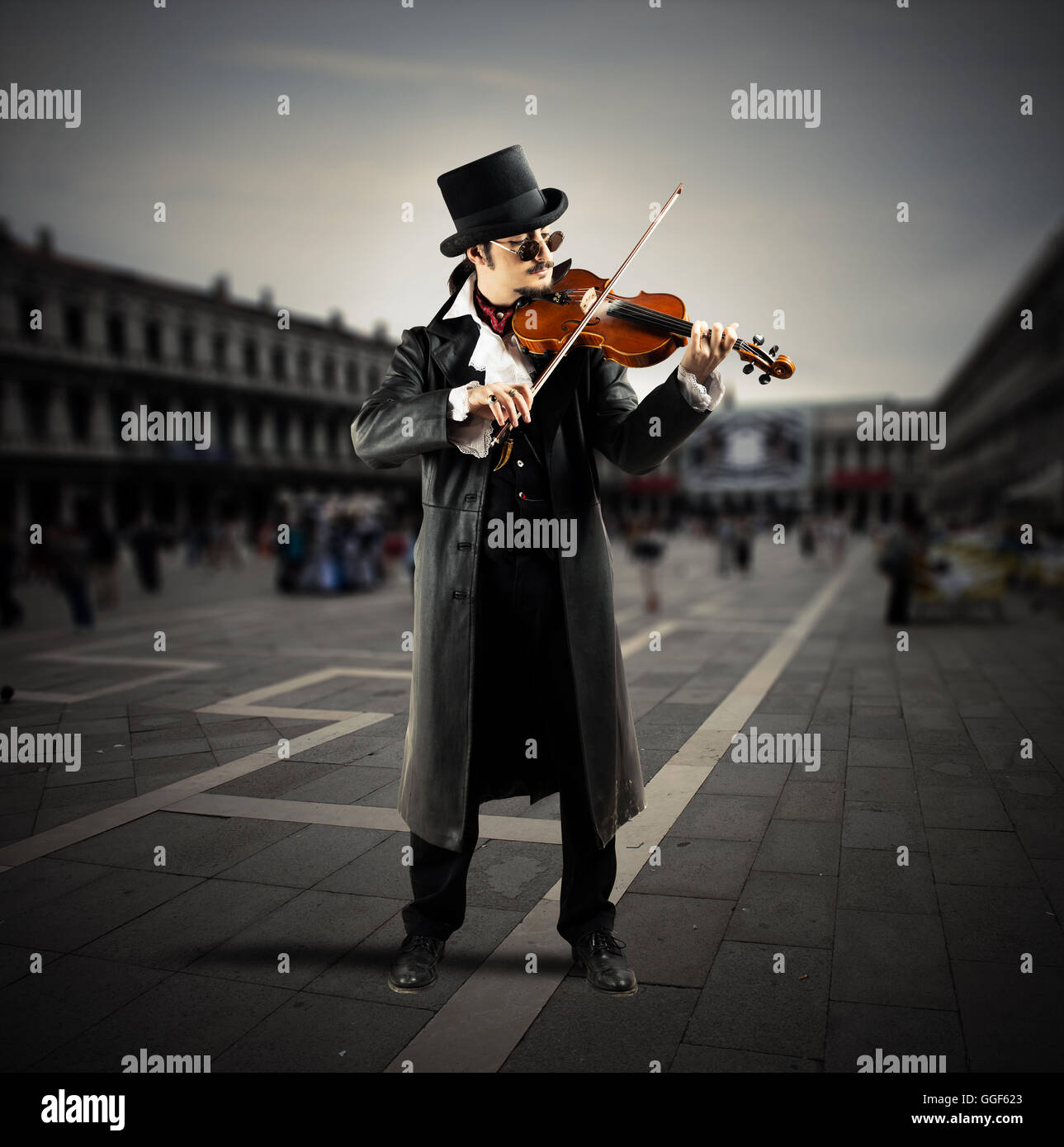 Street musician street violin musician violinist hires stock