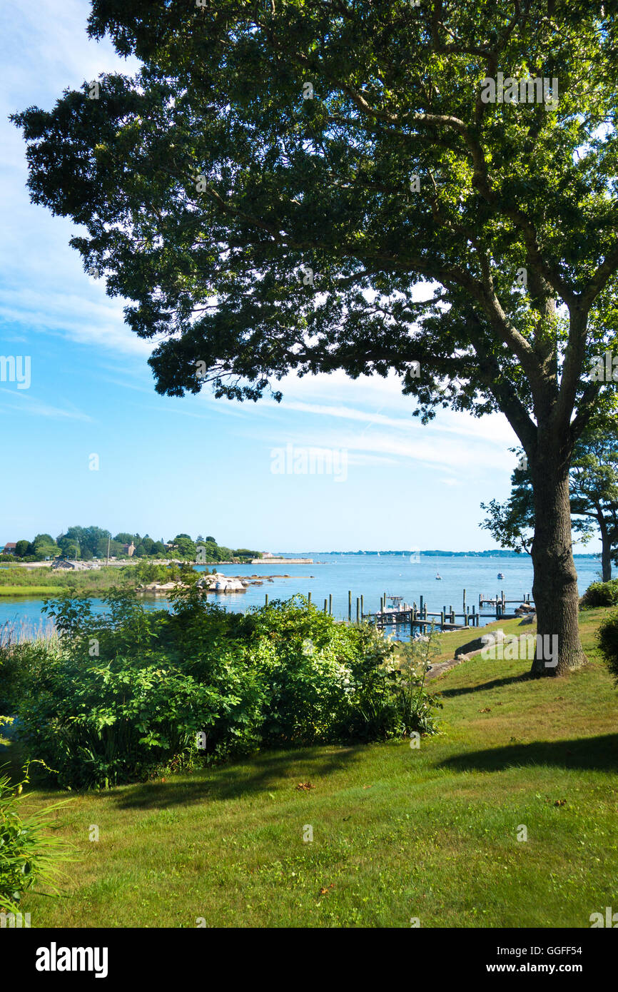 A beautiful scene looking out over Long Island Sound from Masons Island
