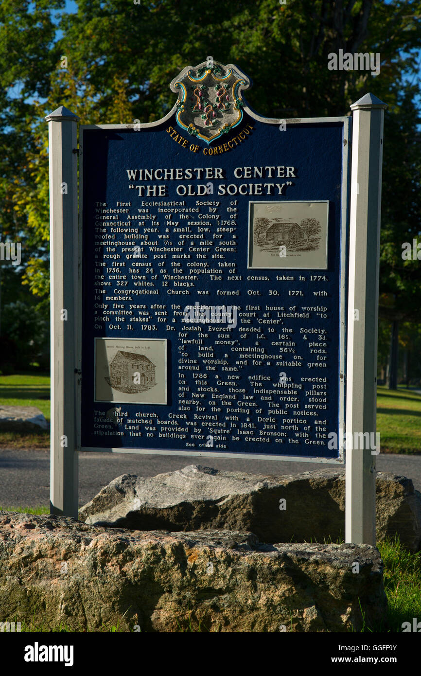 Town History board, The Village Green, Winchester Center, Connecticut