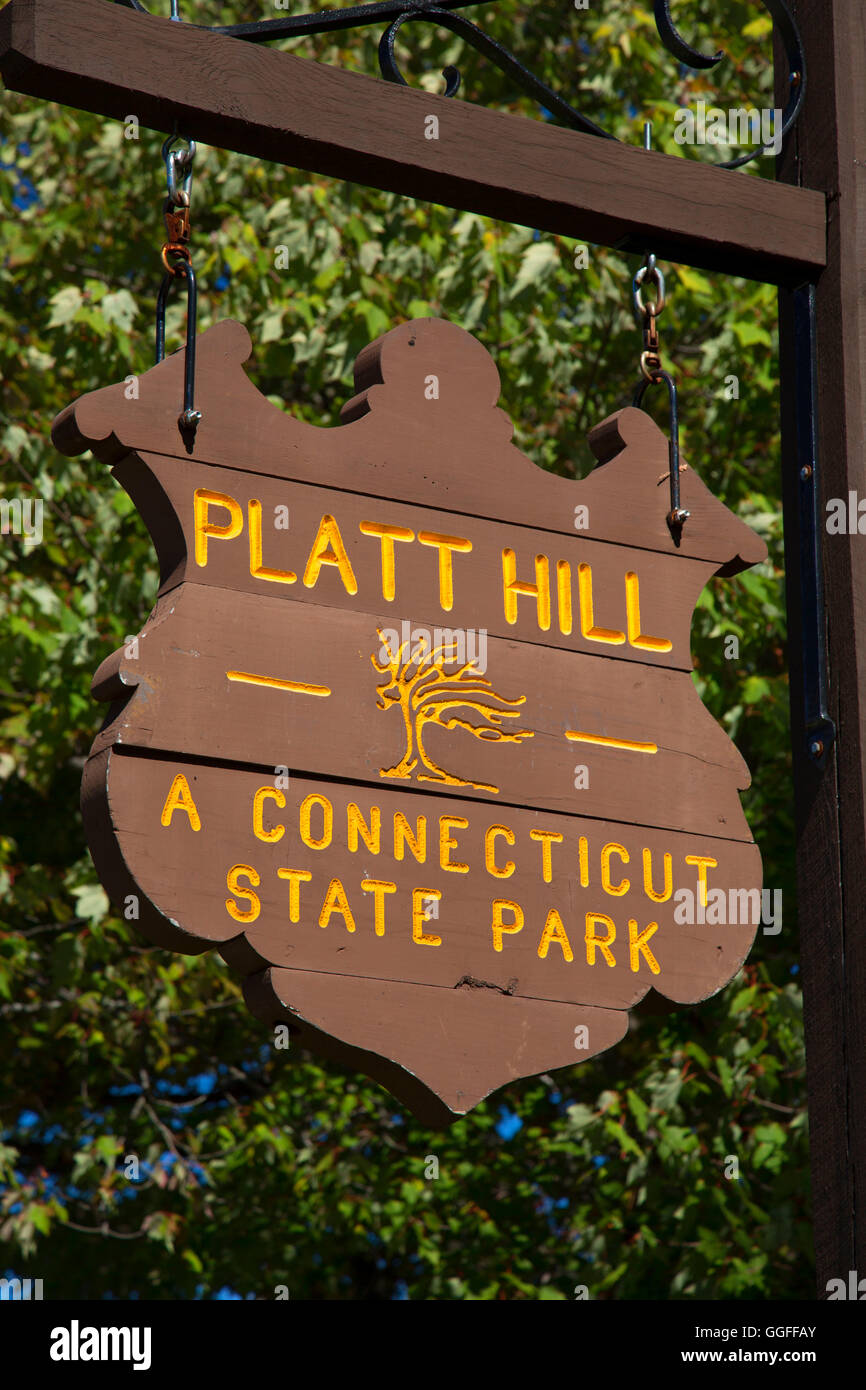 Entrance sign, Platt Hill State Park, Connecticut Stock Photo