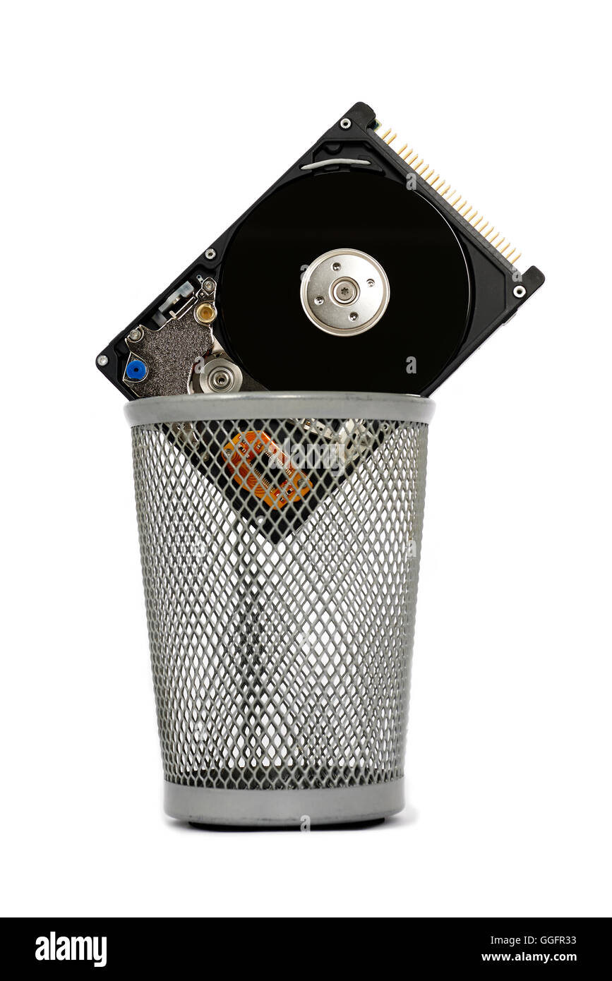open hard disk drive in a basket isolated Stock Photo Alamy
