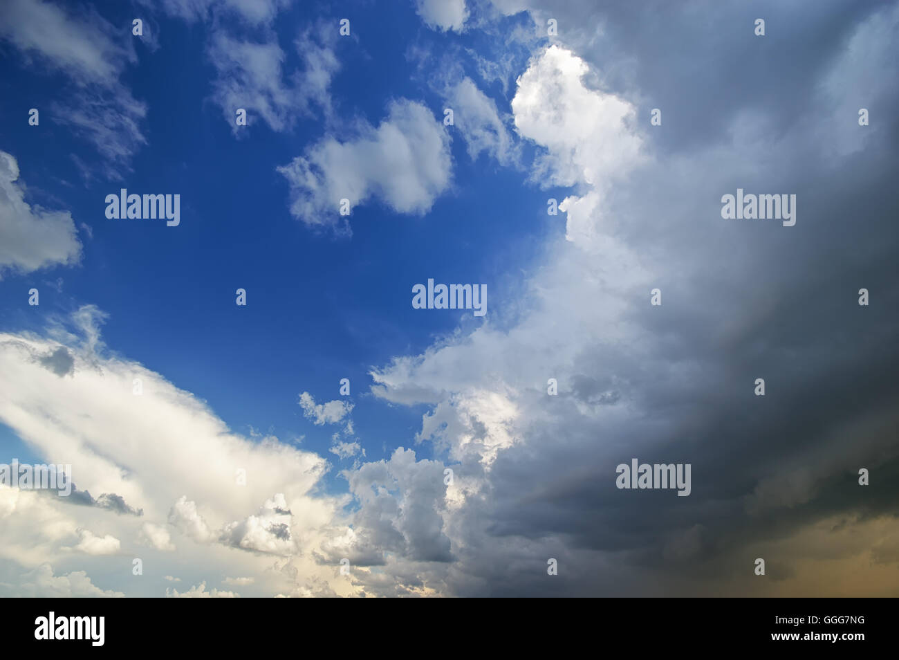 Deep blue sky at sunny day. Stock Photo