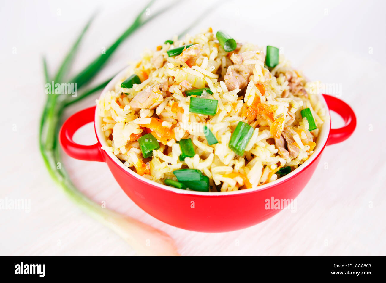 Pulav pilaf fried rice with meat Stock Photo Alamy